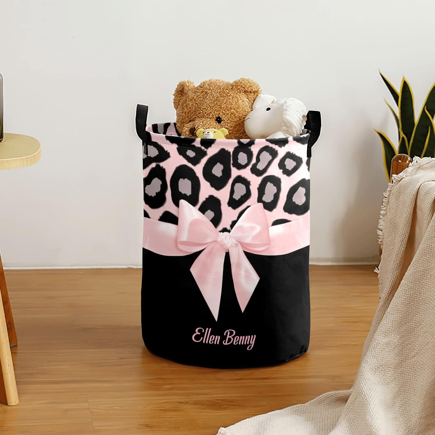 Personalized Pink Leopard Laundry Basket