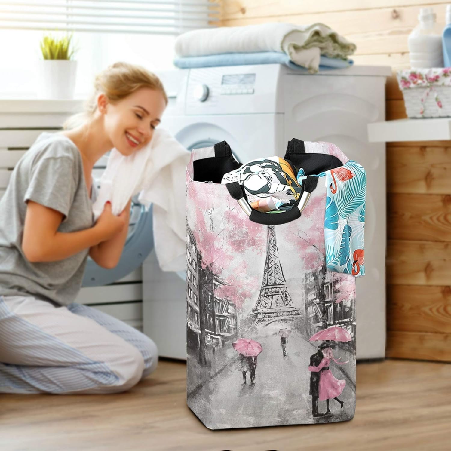 ALAZA Paris Eiffel Tower Laundry Hamper Basket