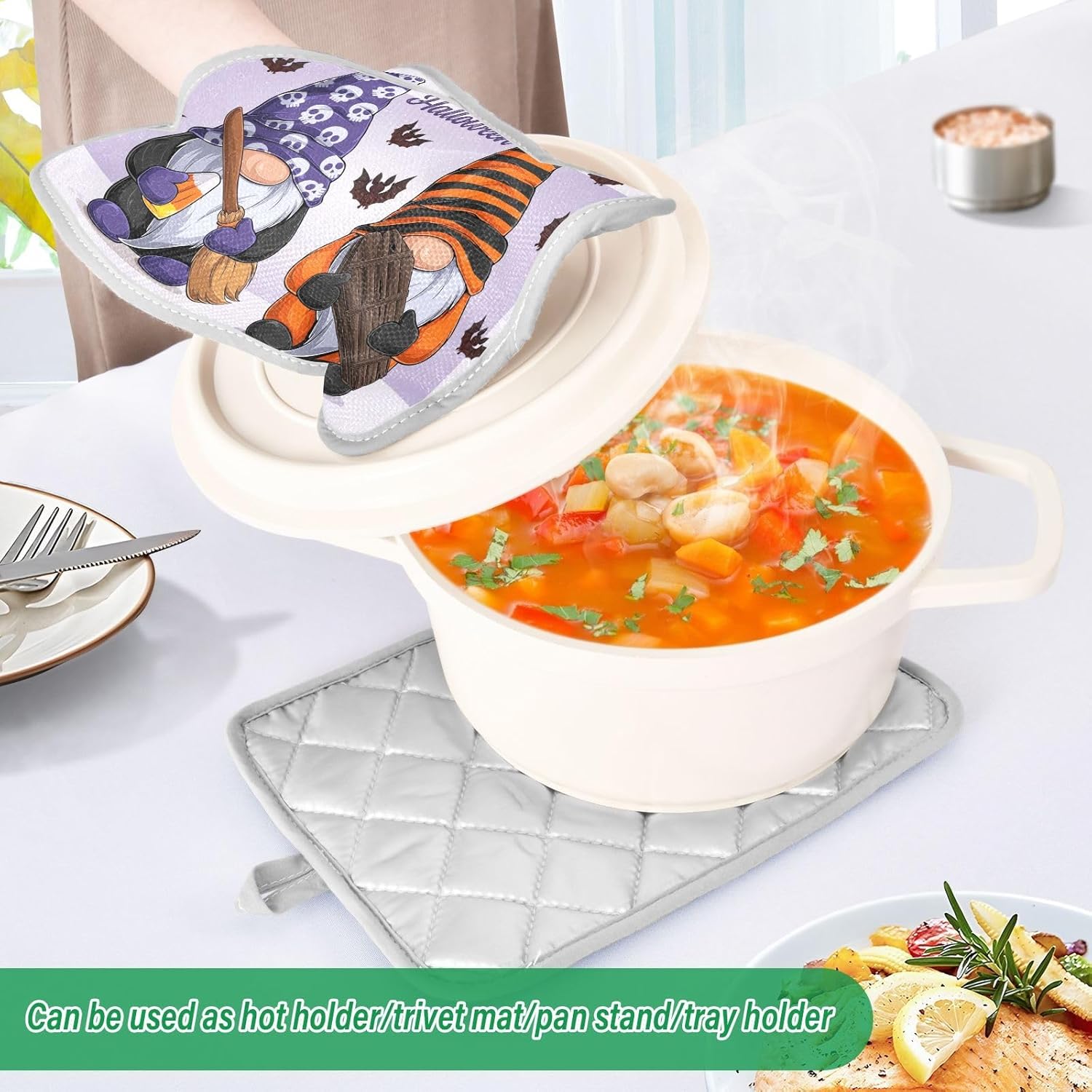 2Pcs Halloween Gnome Pot Holder Set