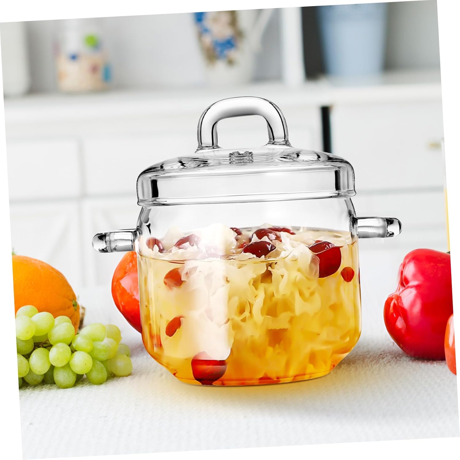 bidsell700ml glass saucepan with lid high-quality- for pasta and other dishes