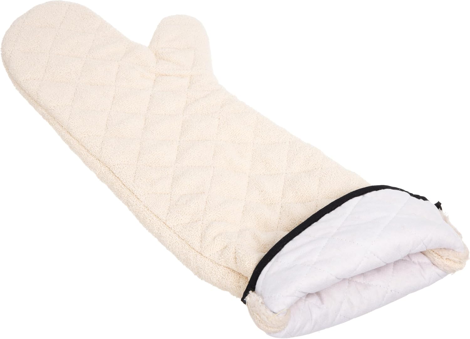 San Jamar Oven Mitt Heat Protection Steam Barrier Machine Washable 24in tan