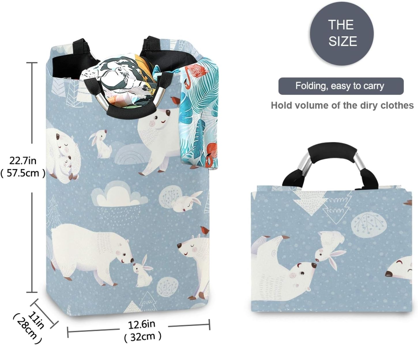 Huggable Winter Bear Folding Laundry Hamper