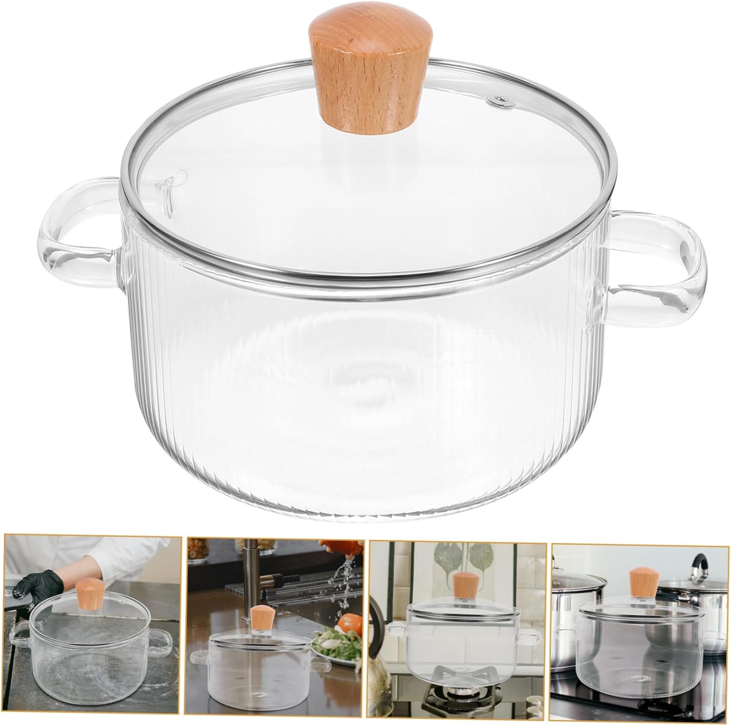 Prettyzoo Glass Saucepan with Cover