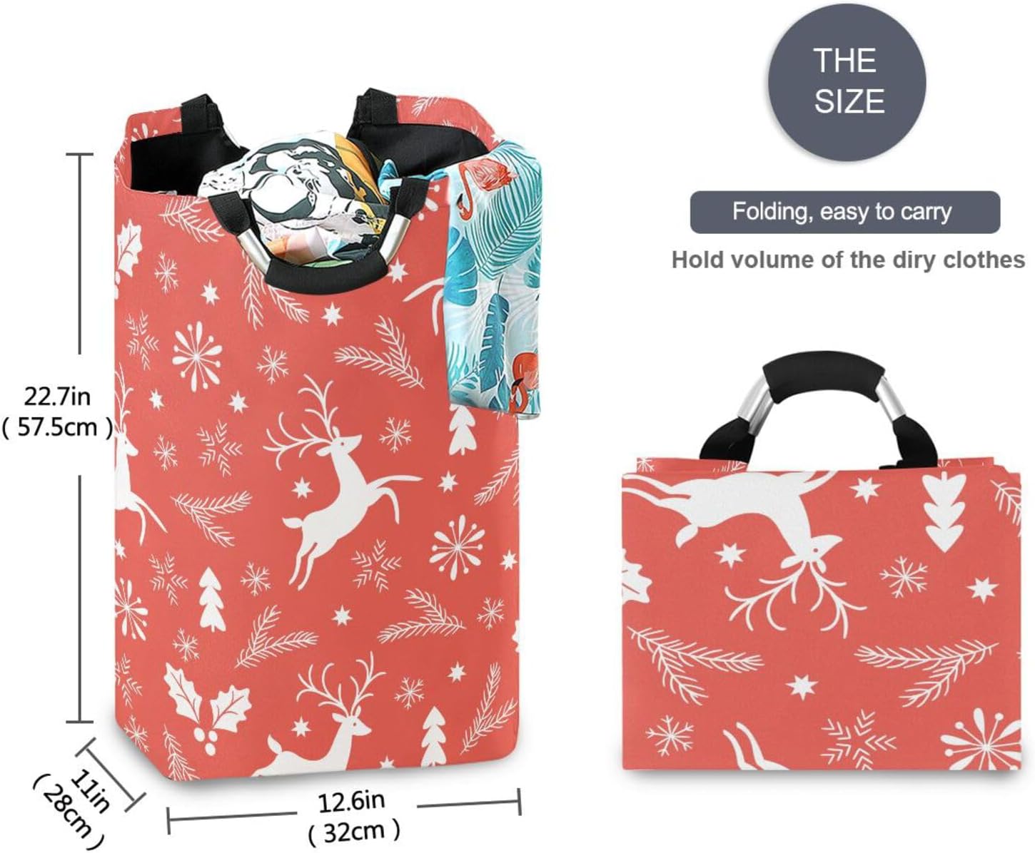Kigai Collapsible Laundry Basket with Handles Waterproof Organizer for Daily Use