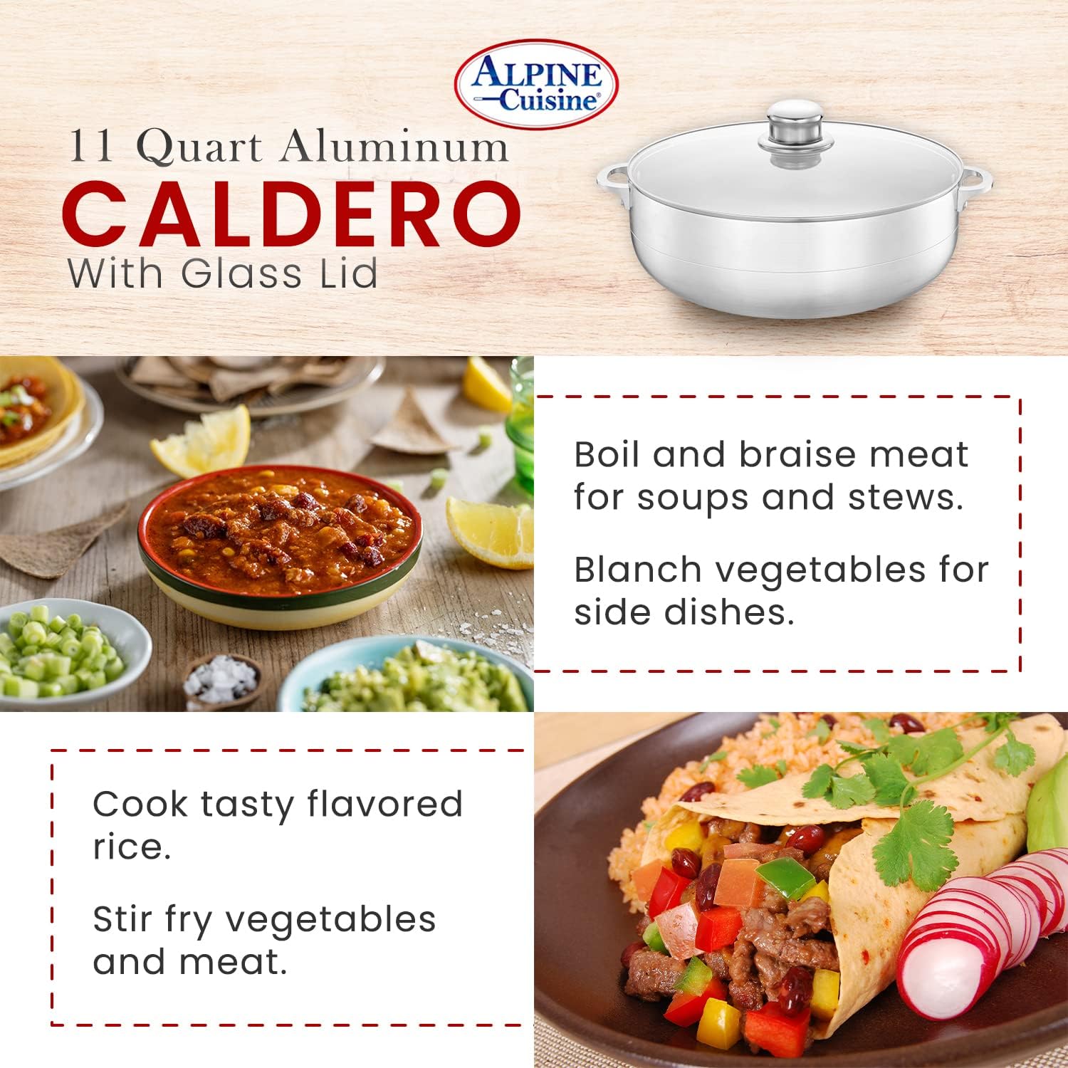 High-Quality Aluminum caliber pot with glass Lid even heat distribution feature