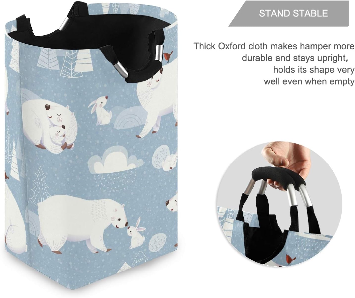 Huggable Winter Bear Folding Laundry Hamper