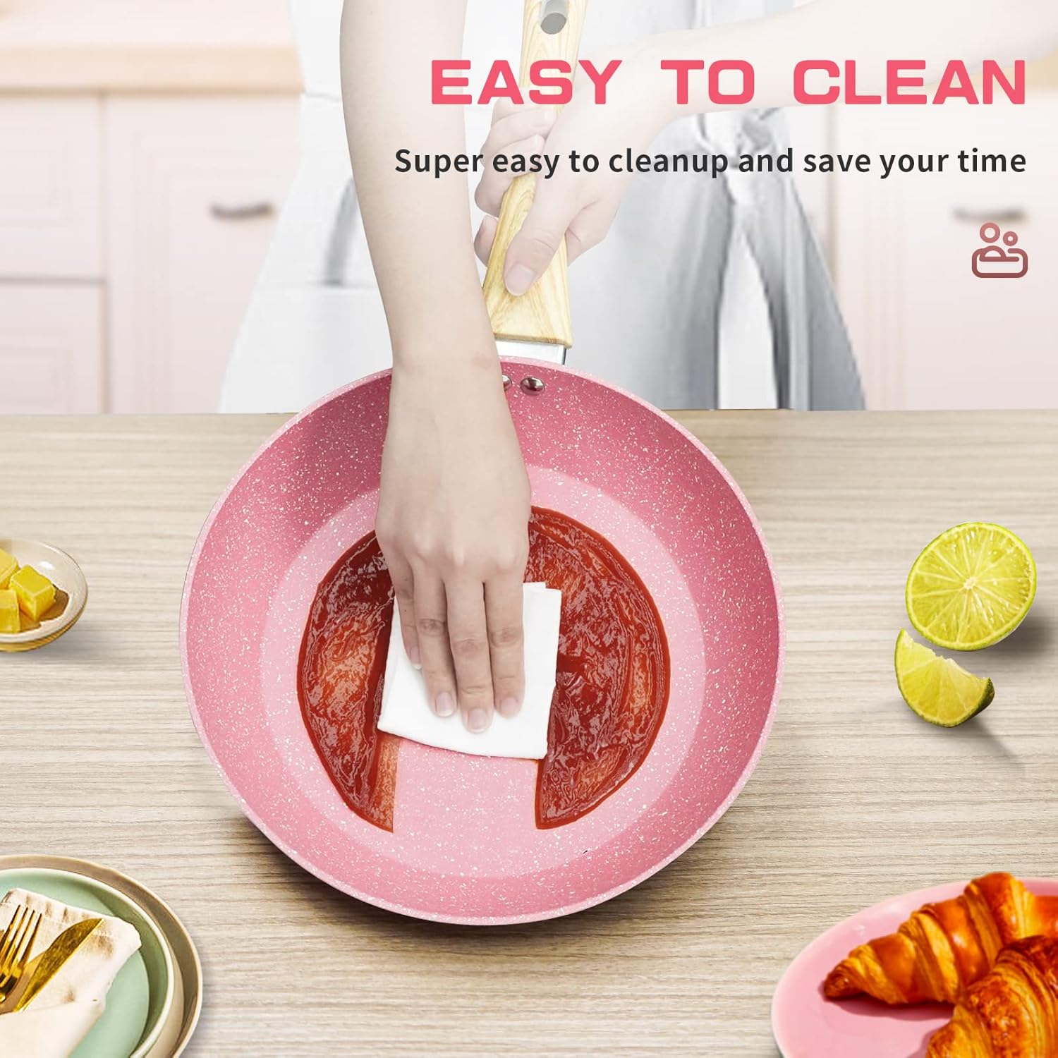 Nonstick Frying Pan 11 inch Pink Egg Pan