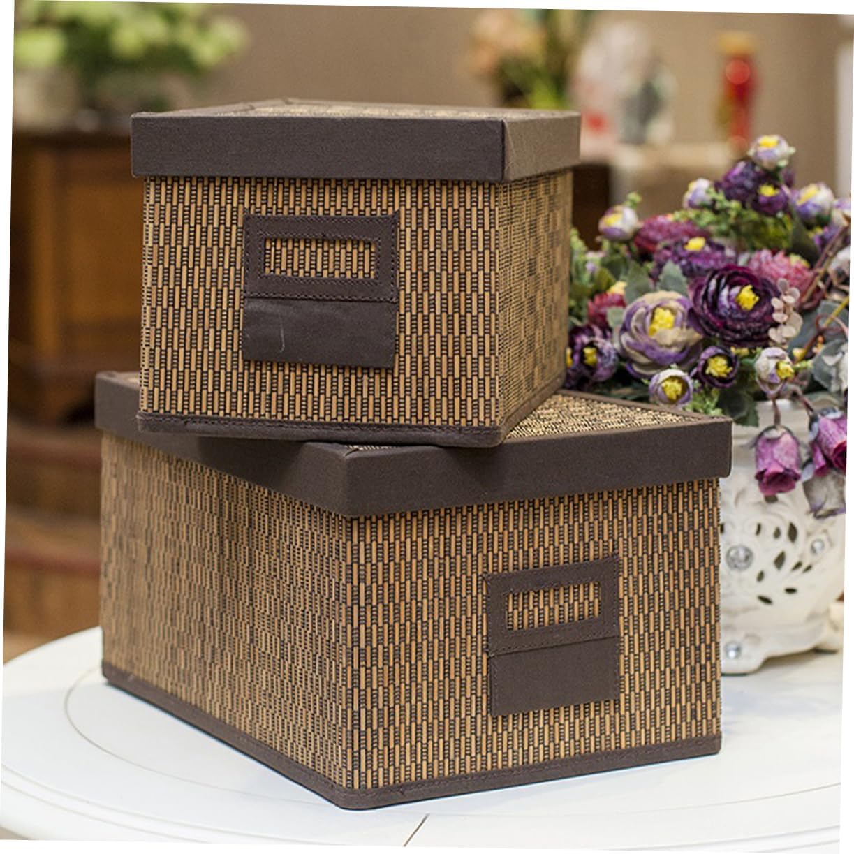 BESTonZON Non-Woven Fabric Foldable Washer with Lid Organizer