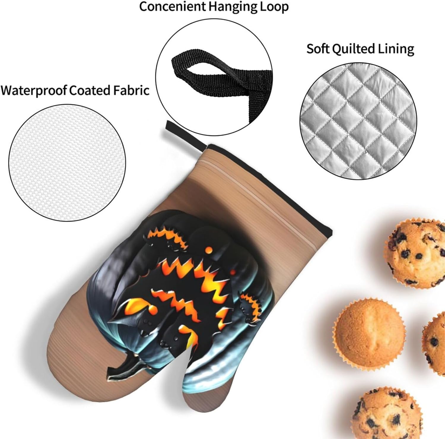 Halloween Bat Pumpkin Oven Mitts Pot Holders Set