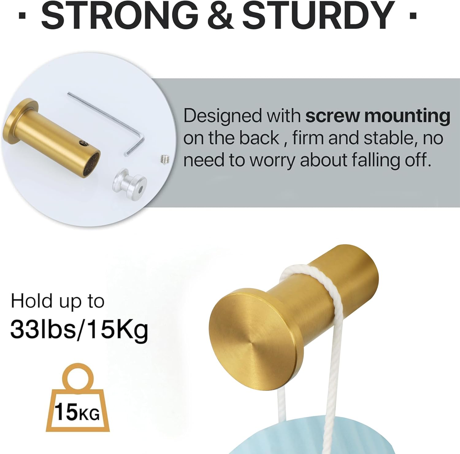 Higher Quality Gold Wall Mount Towel Hook Heavy Duty