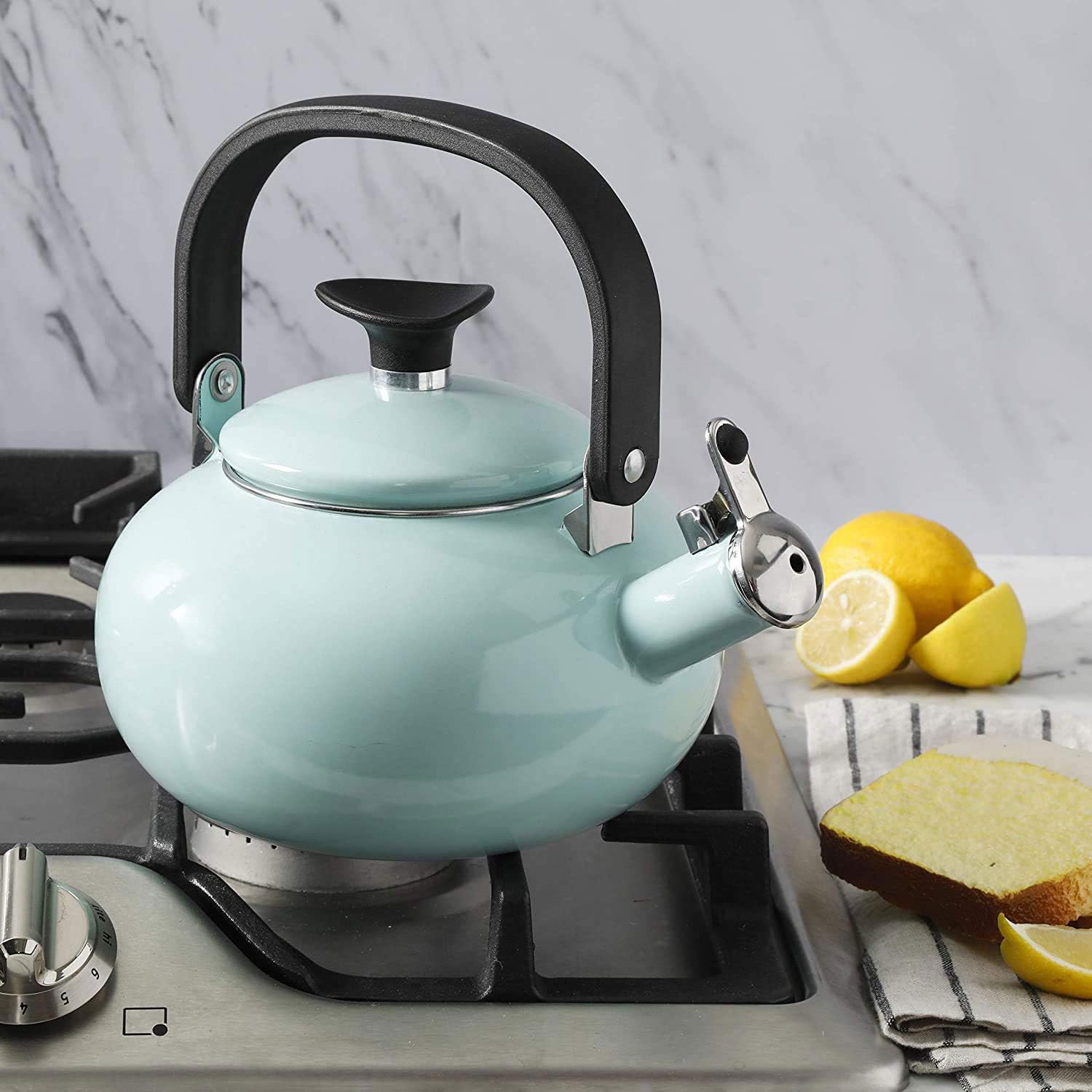 Kenmore Broadway Tea Kettle Enamel on Steel 15-Quart Glacier Blue
