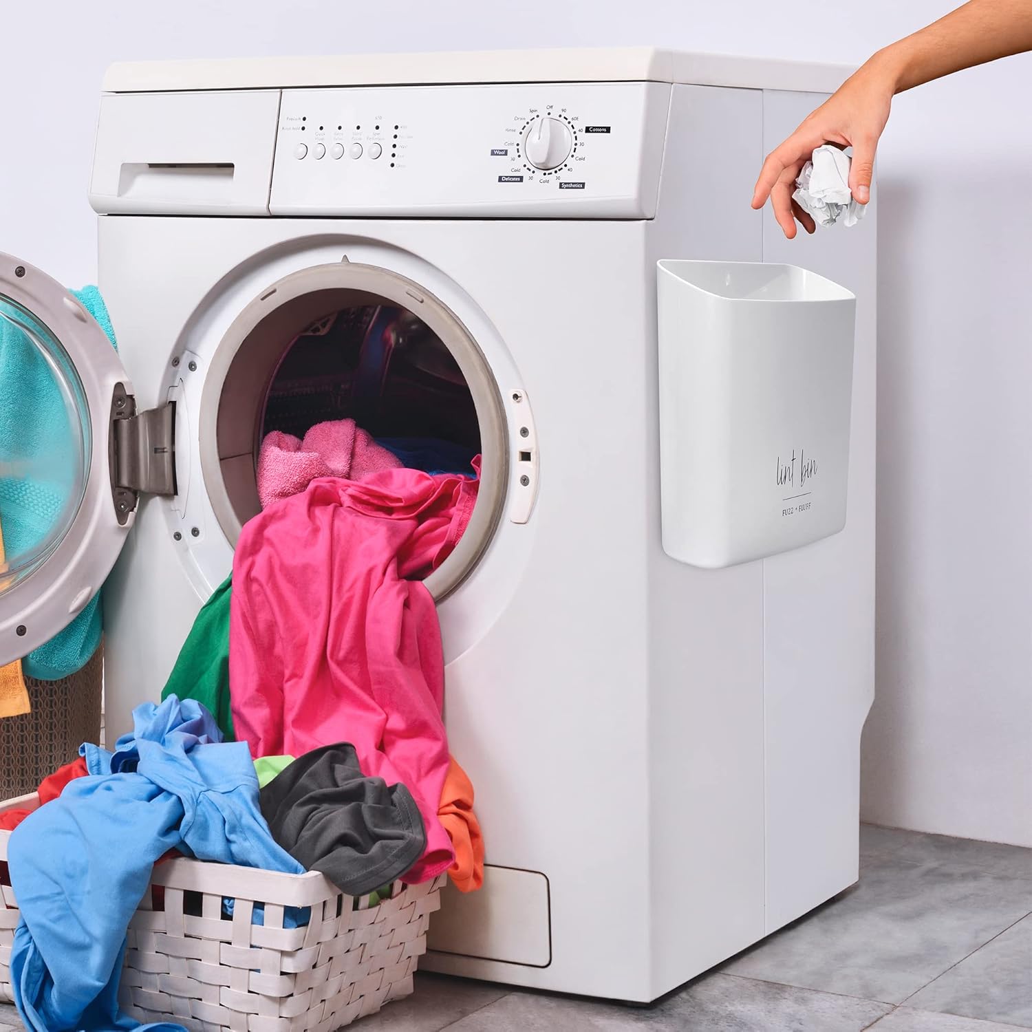 Magnetic Lint Bin for Laundry Storage