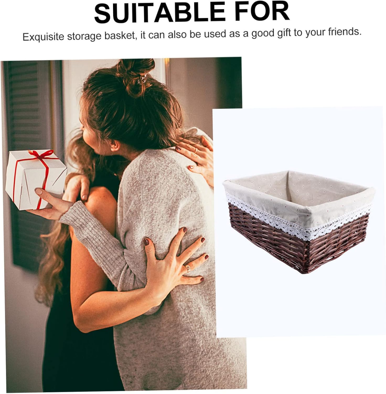 Wicker and Fabric Storage Basket