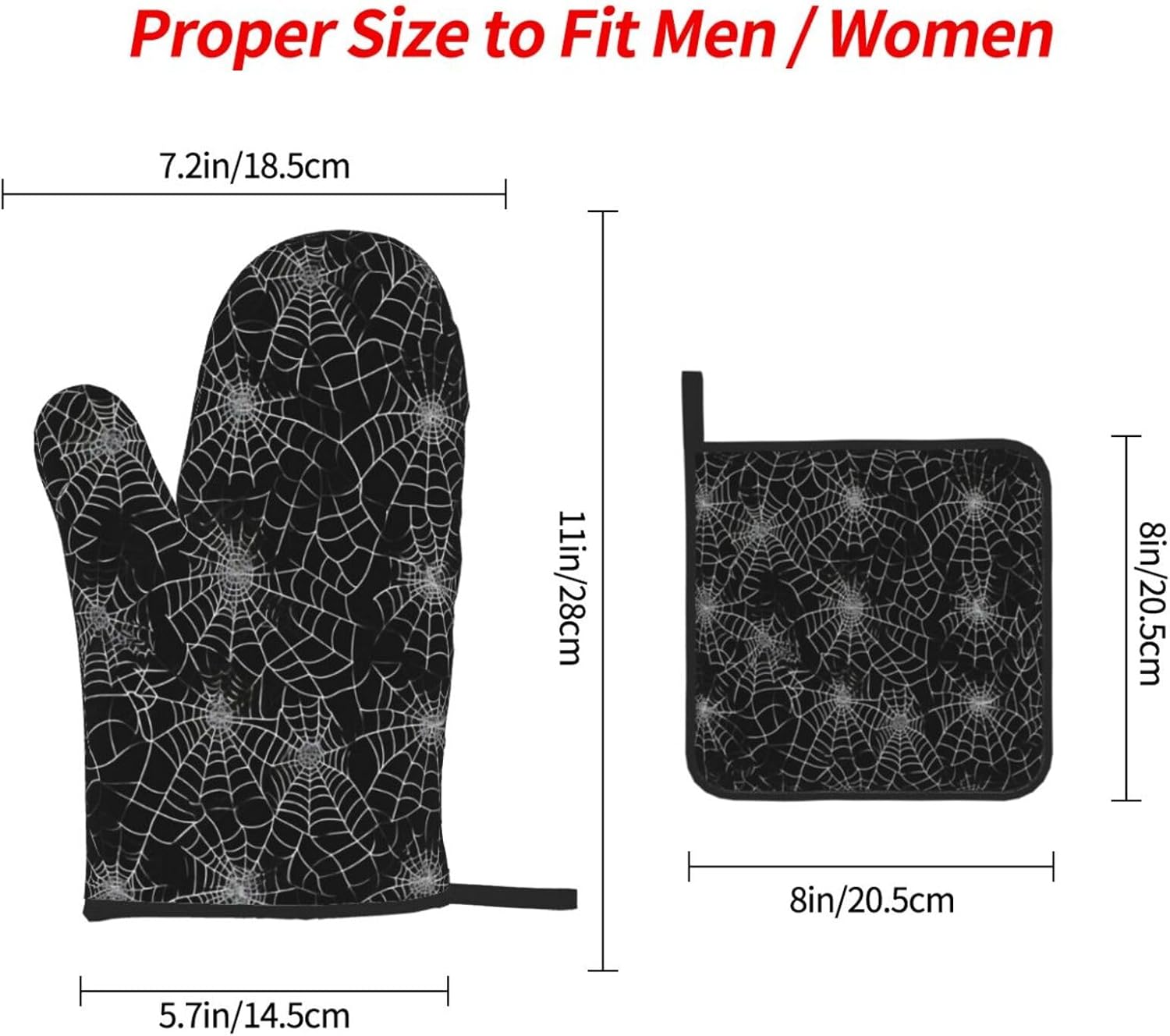 Halloween Spiders Oven Mitts Pot Pads Heat-Resistant Cooking Gloves