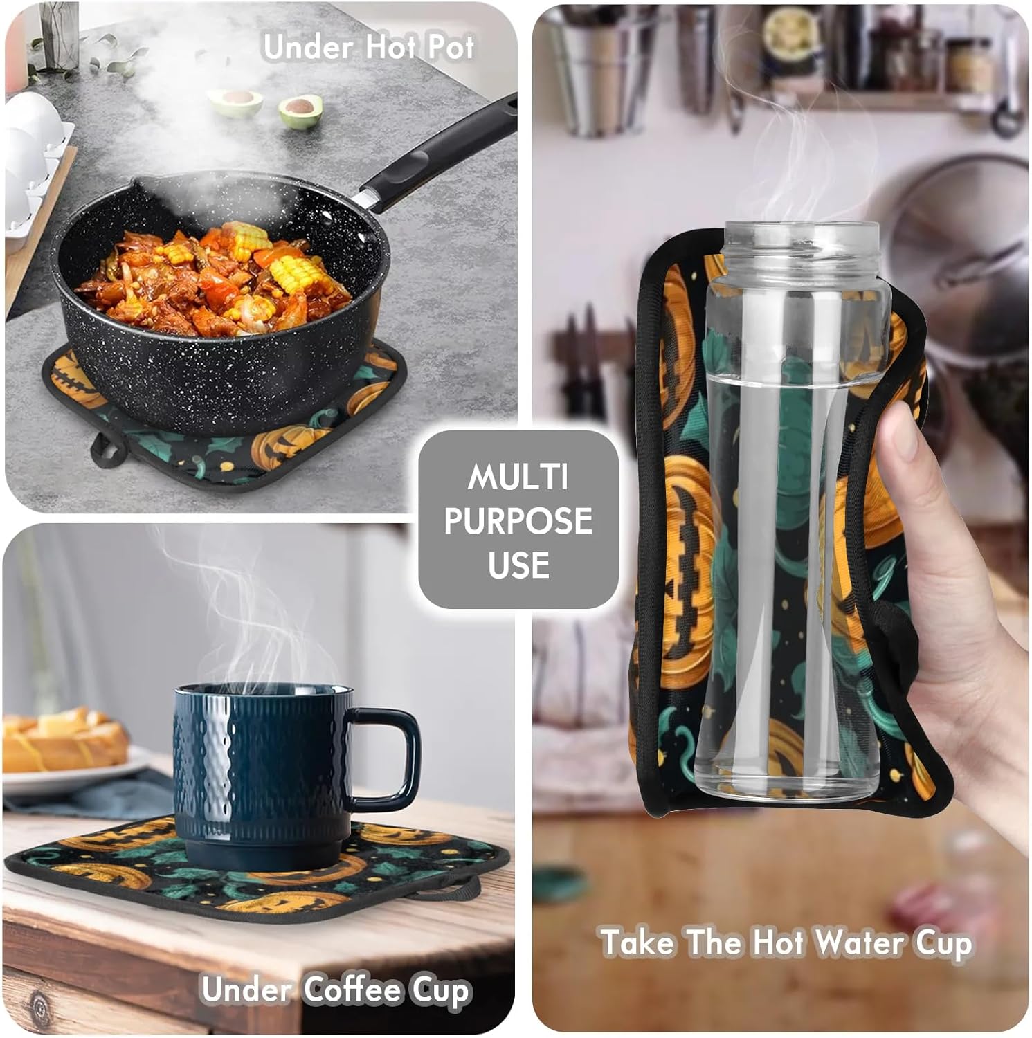 Cute Halloween Pumpkin Oven Mitt Set