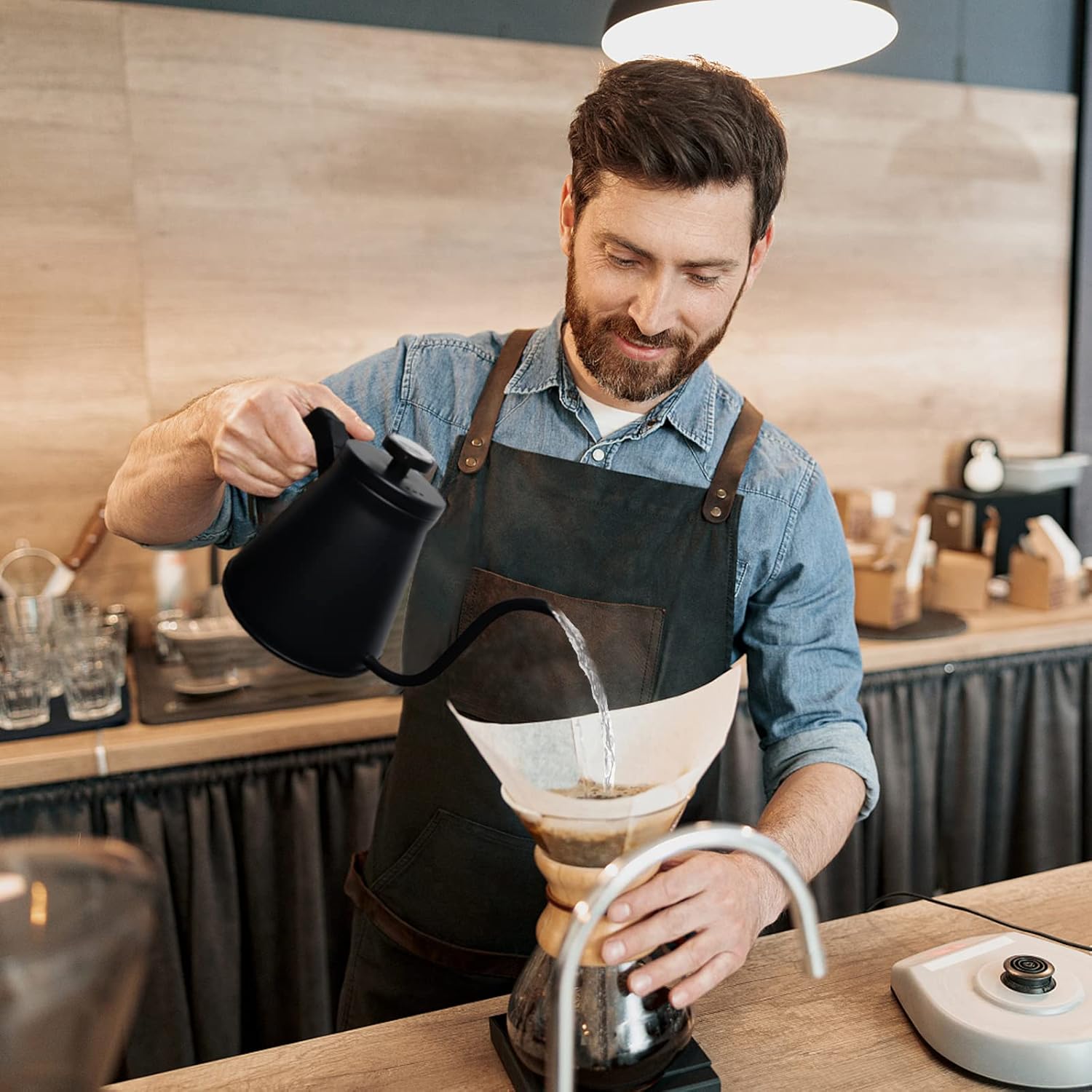 Sturdy Black Stainless Steel Gooseneck Coffee Kettle