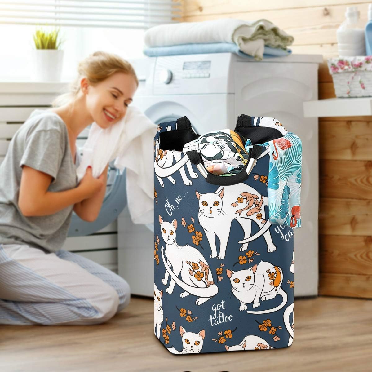 Eco-Friendly Cats Laundry Basket w Handles