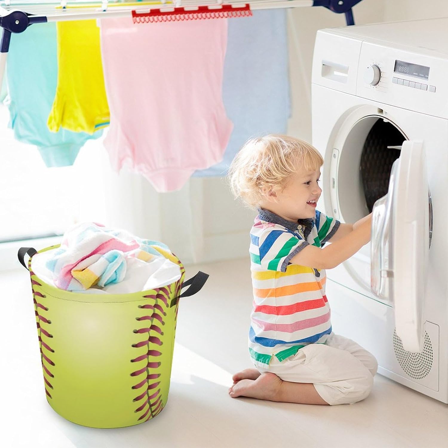 MEIKKOQuick-Access Yellow Waterproof Laundry Basket for Colleges Families