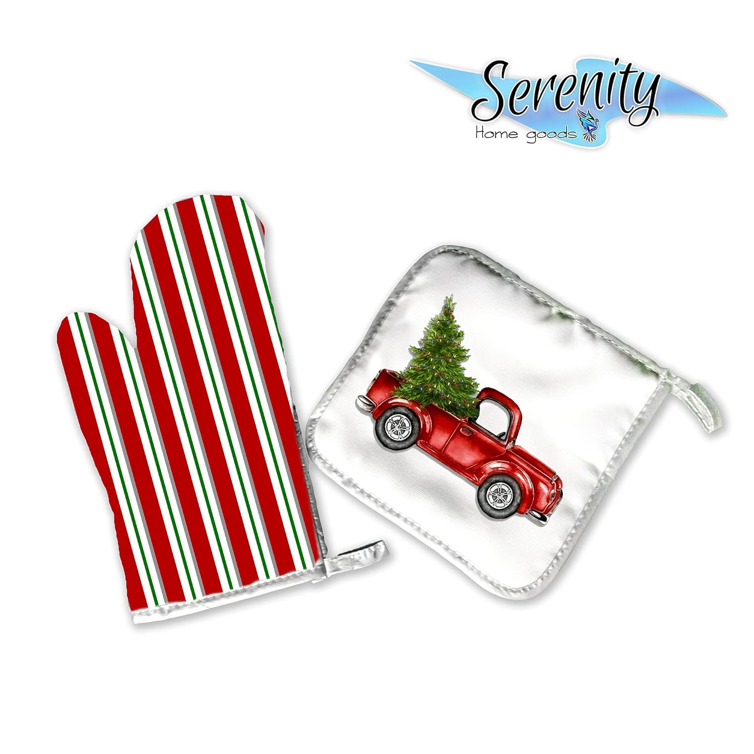 Handmade Red Truck Oven Mitt Set for Christmas