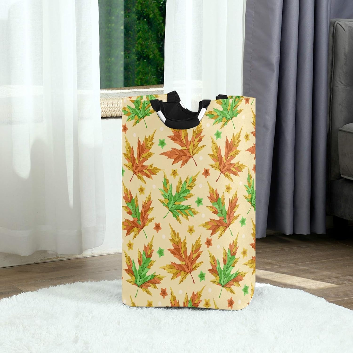 FOLDABLE AUTUMN LEAVES Laundry Basket Collapsible Hamper Family-Friendly Organizer