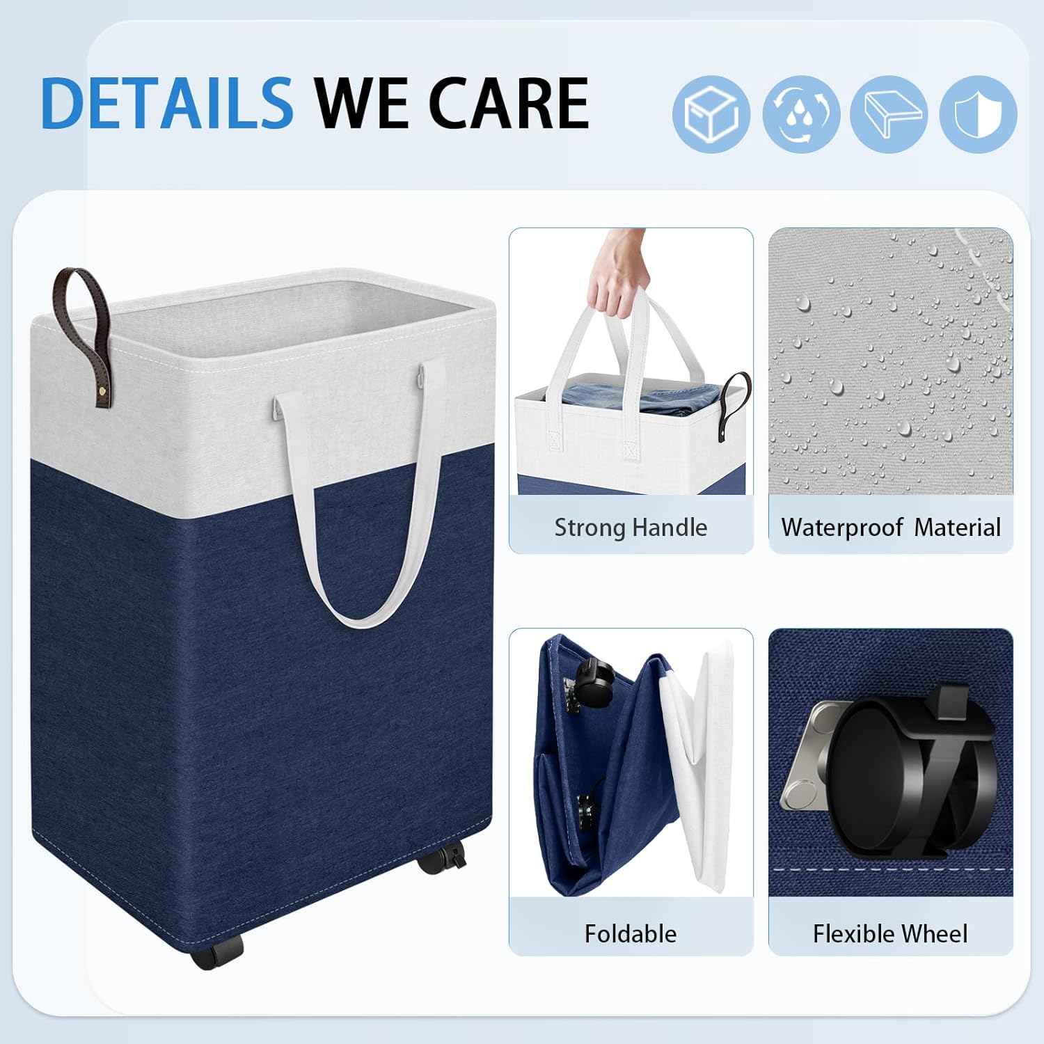 Durable Space-Saving Rolling Laundry Basket with Wheels