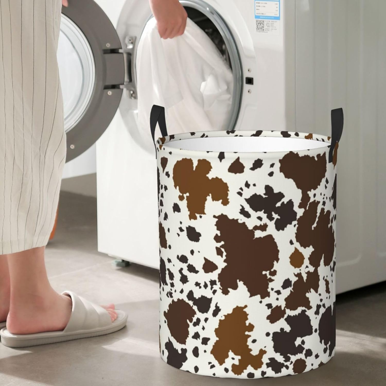 MZERSE Boys Girls Unique Laundry Hamper Basket Brown Skin Milk Cow Print