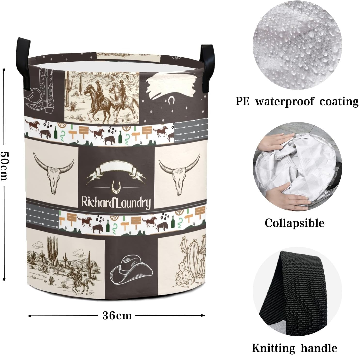 Personalized Cowboy Storage Basket for Home Kitchen