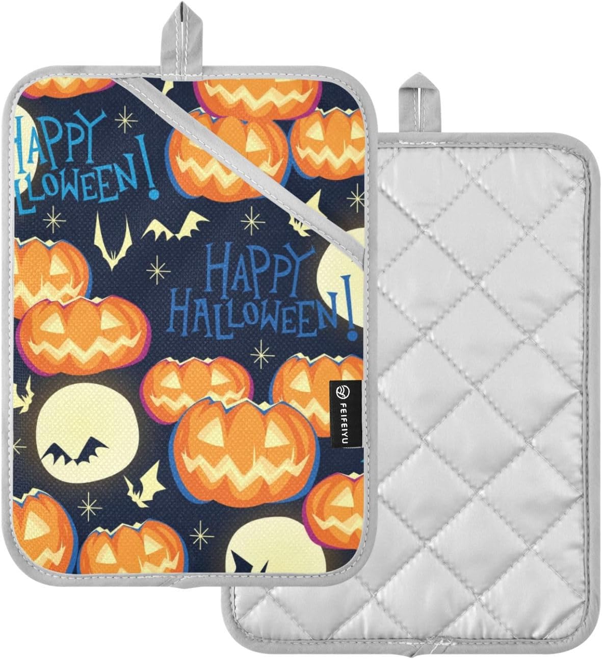 creative Halloween Orange Pumpkins Potholders Set for Kitchen Heat Protection