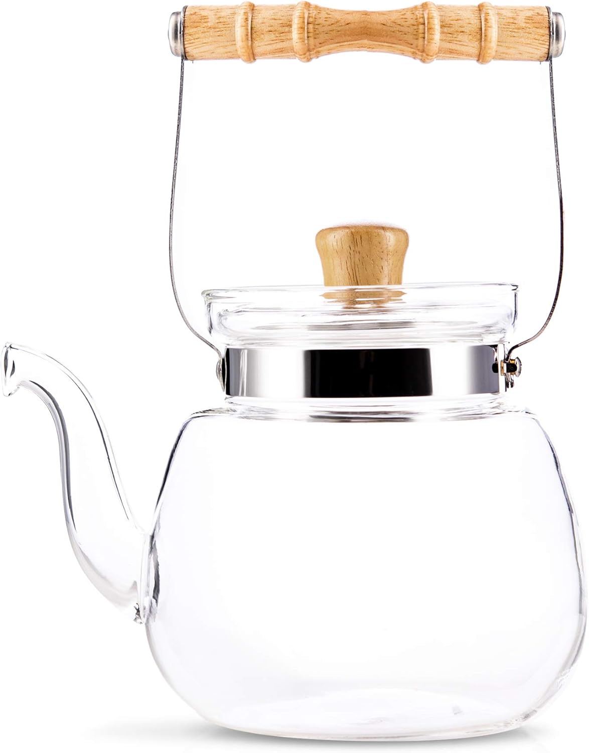 40 Oz Chinese Water Kettle Yama Glass Bamboo Handle Heat Resistant
