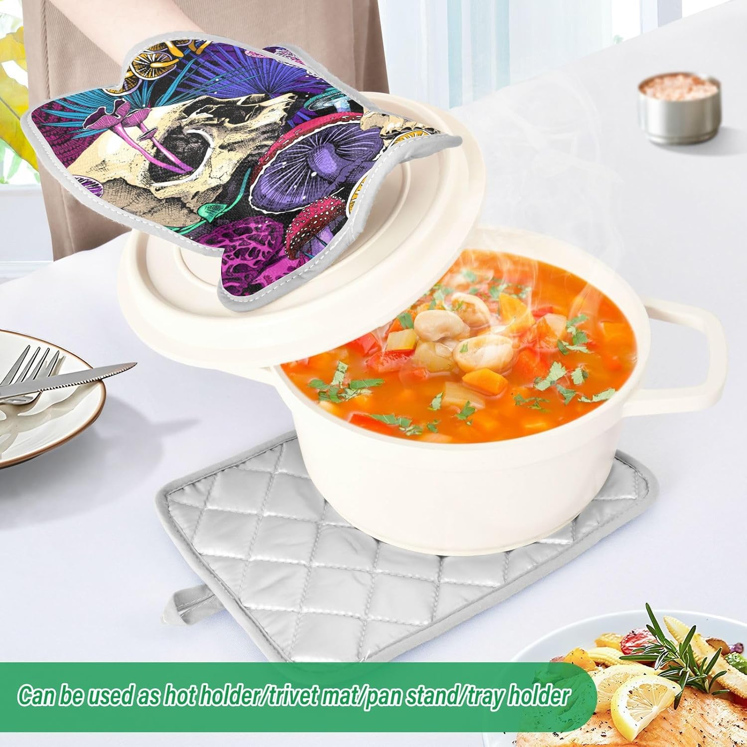 Halloween Mushrooms Pot Holder Non-Slip 2Pcs Set