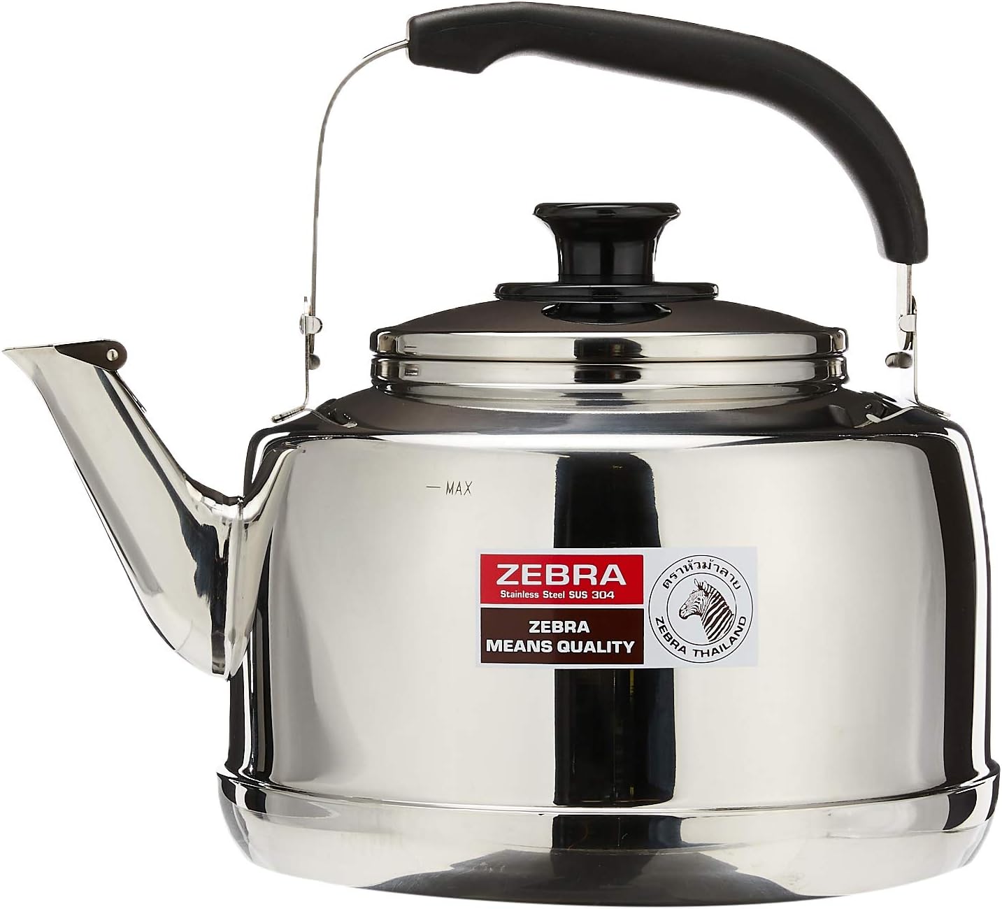 Zebra 75L Polished Mirror Whistling Stainless Steel Teakettle