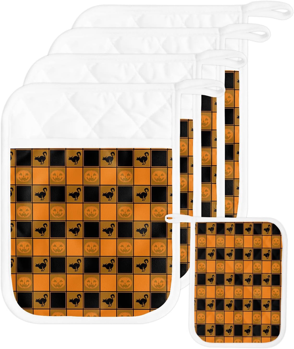 Halloween Heat-Resistant Potholders Set of 5 - Black Orange