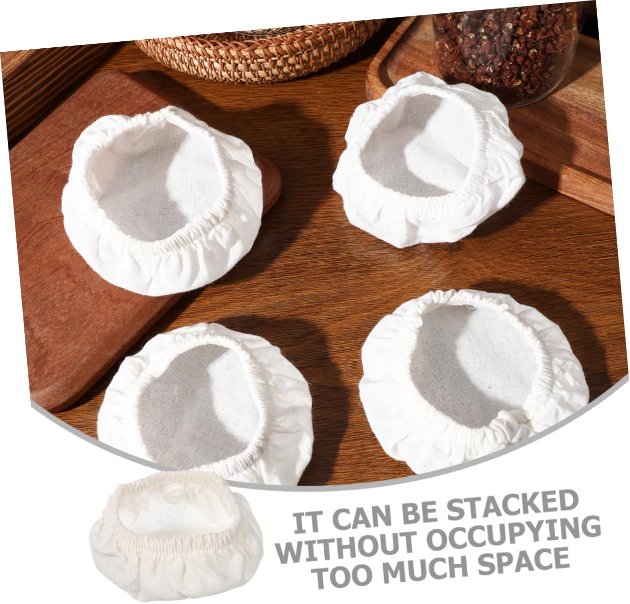 4pcs Beige Cotton Canning Jar Lids Covers Wide Mouth Jar Protectors