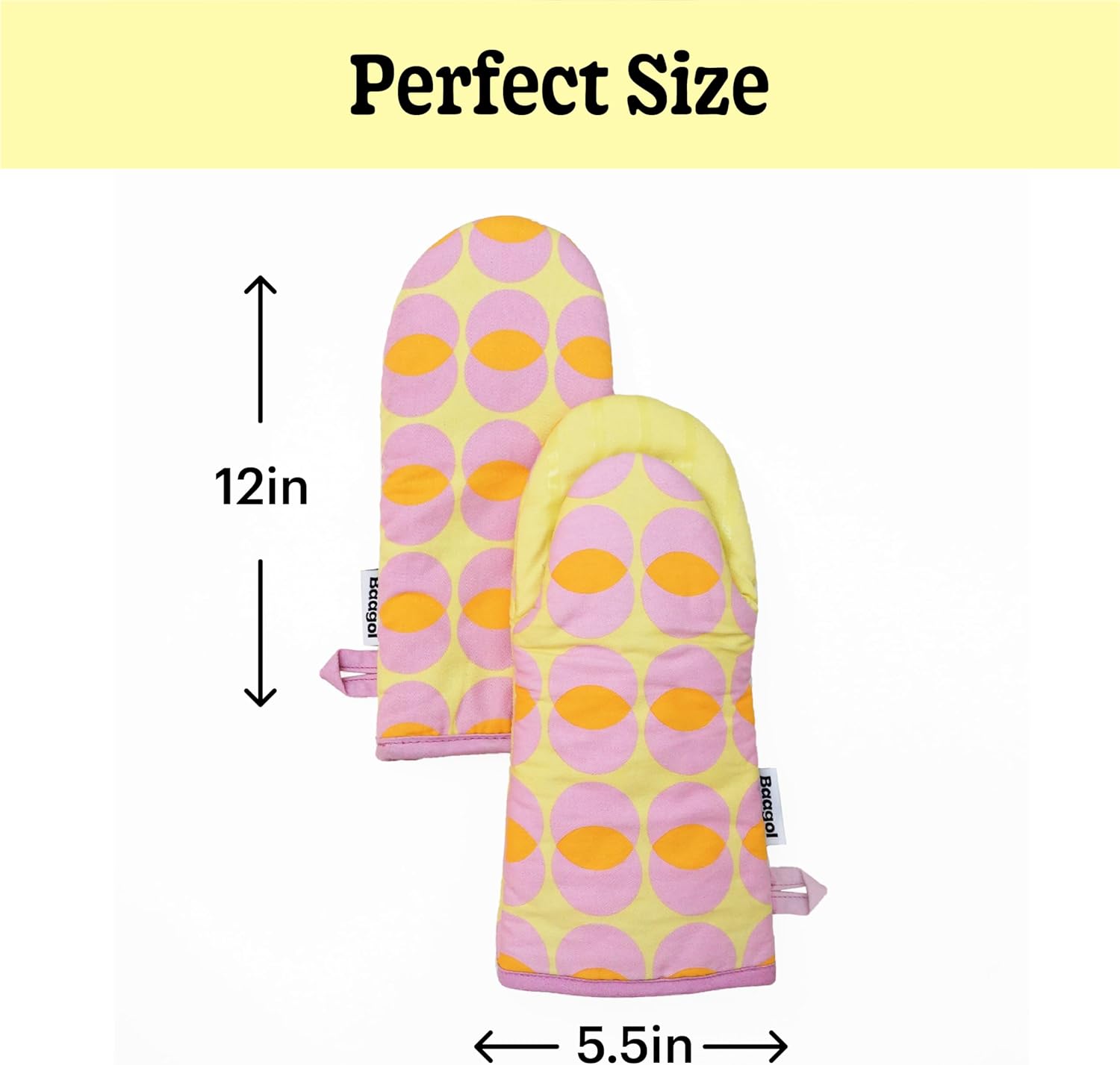 Baagol Premium Heat-Resistant Cotton Oven Mitt Set with Non-Slip Grips