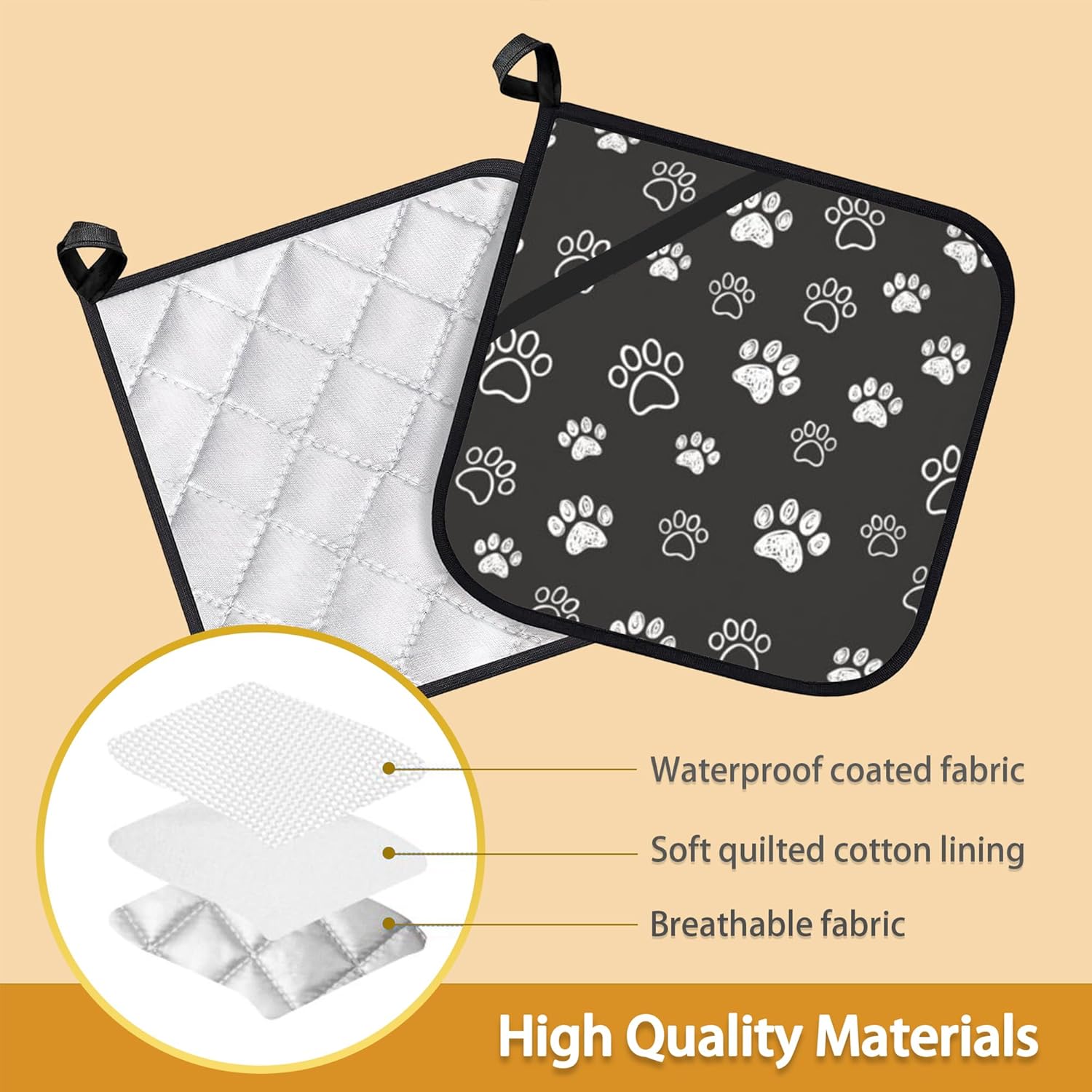 Cute Cat Dog Paw Pot Holder Set for Kitchen BBQ