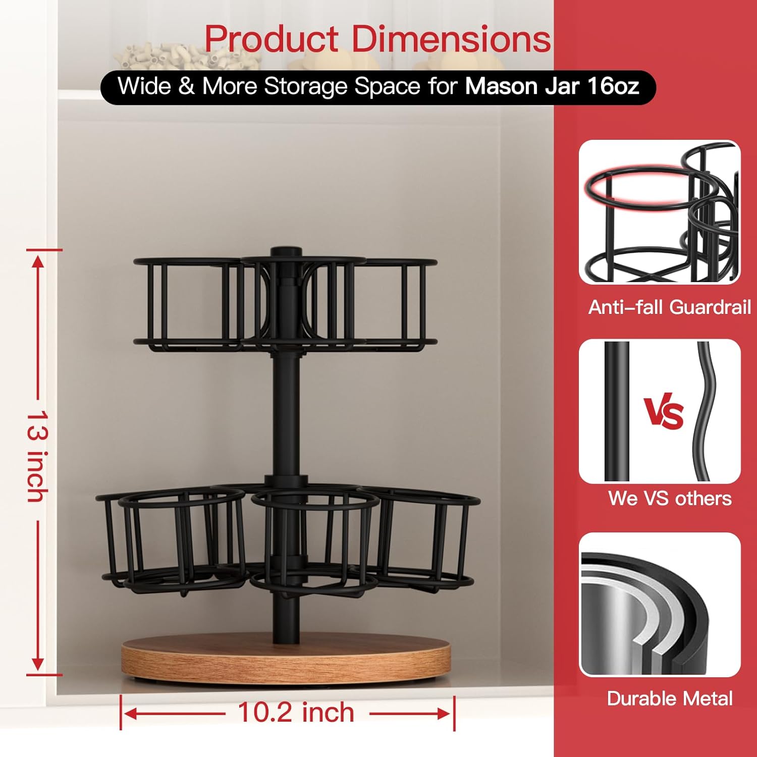 AF Onto 2-Tier Rotating Mason Jar Rack