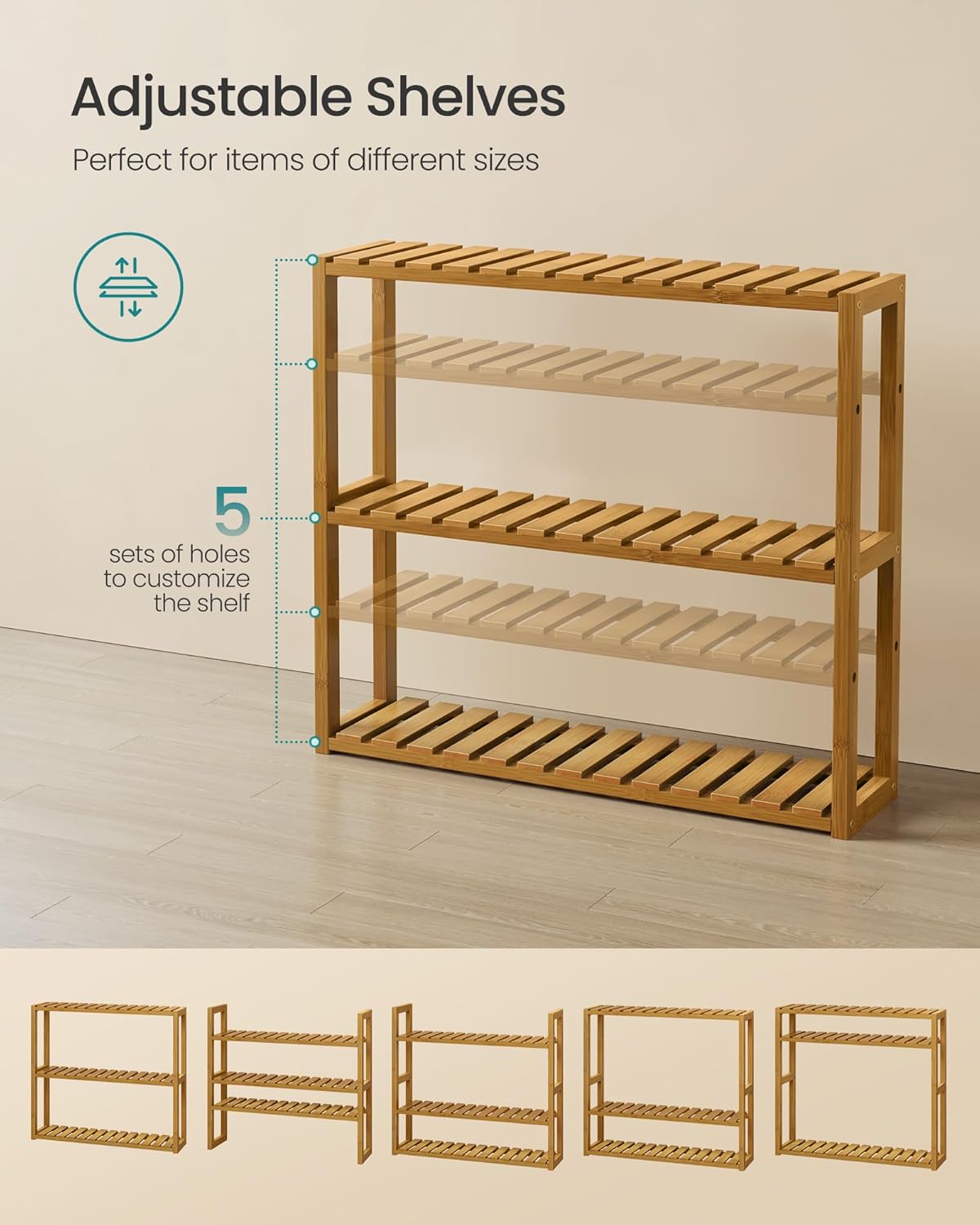 Bamboo Standing Shelf for Bathroom More