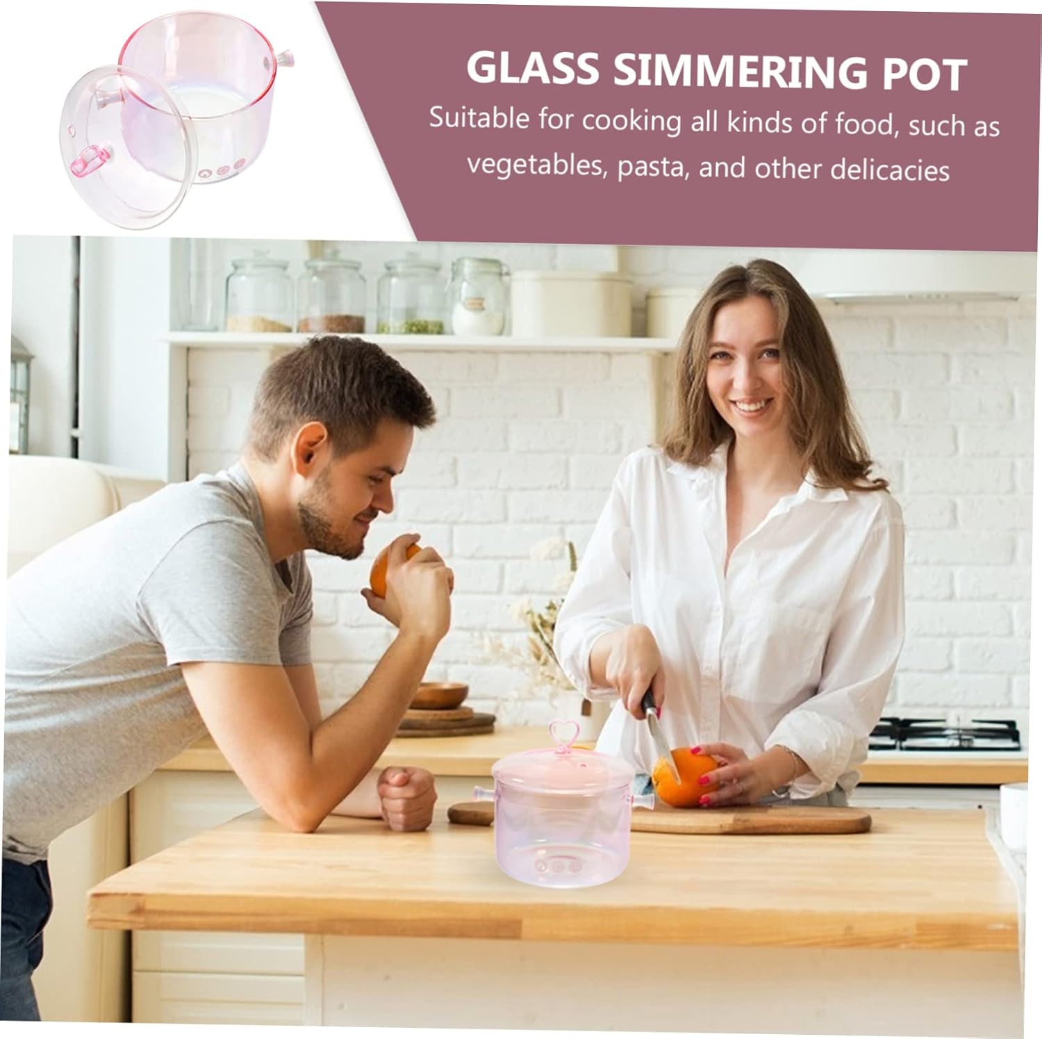 Ergonomic Design Glass Cooking Pot Fast Heat Conduction