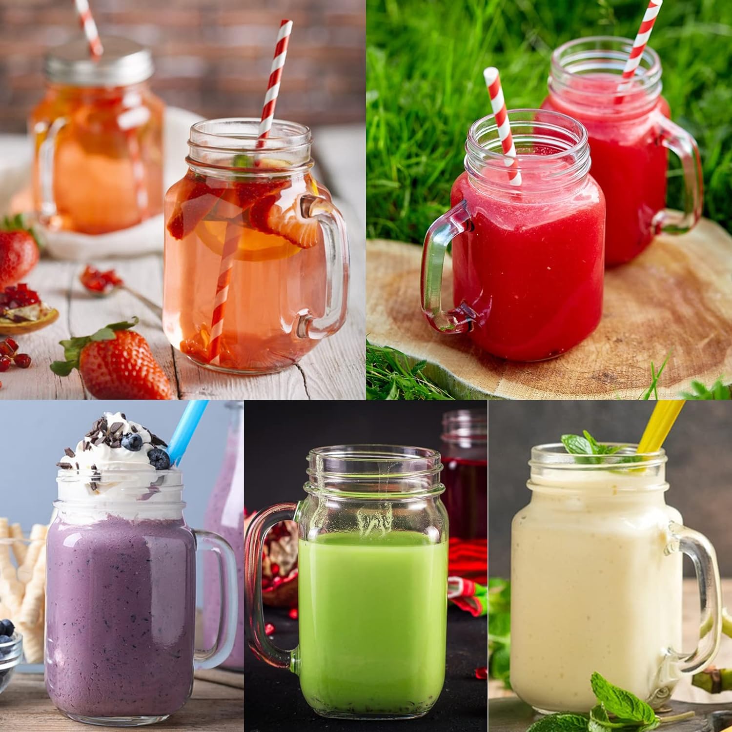Keketin 16 oz Glass Mason Jars with Lids 9 Pack