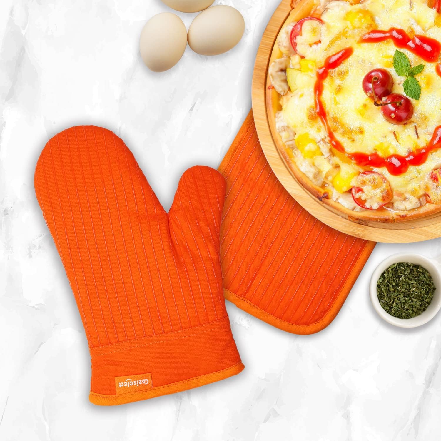 Coziselect 4-Piece Oven Mitts Pot Holders Heat-Resistant