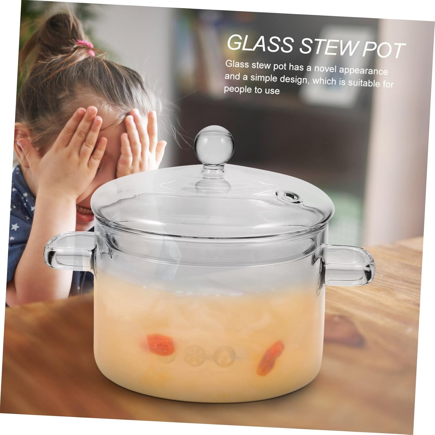 1500ml Heat-Resistant Dual-Handle Glass Pot for Cooking