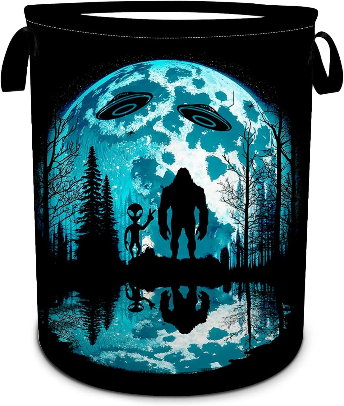 Bigfoot and Alien Laundry Basket 157x196 Foldable Waterproof Hamper