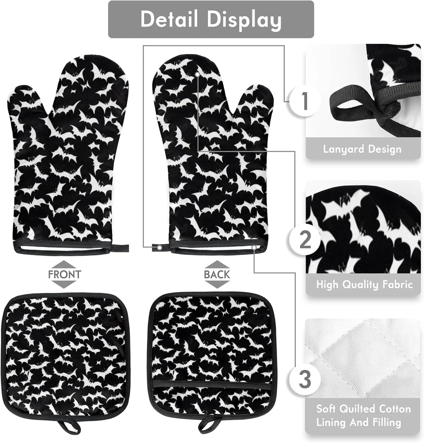 Halloween Spooky Halloween Ghost Oven Mitts and Pot Holders Set