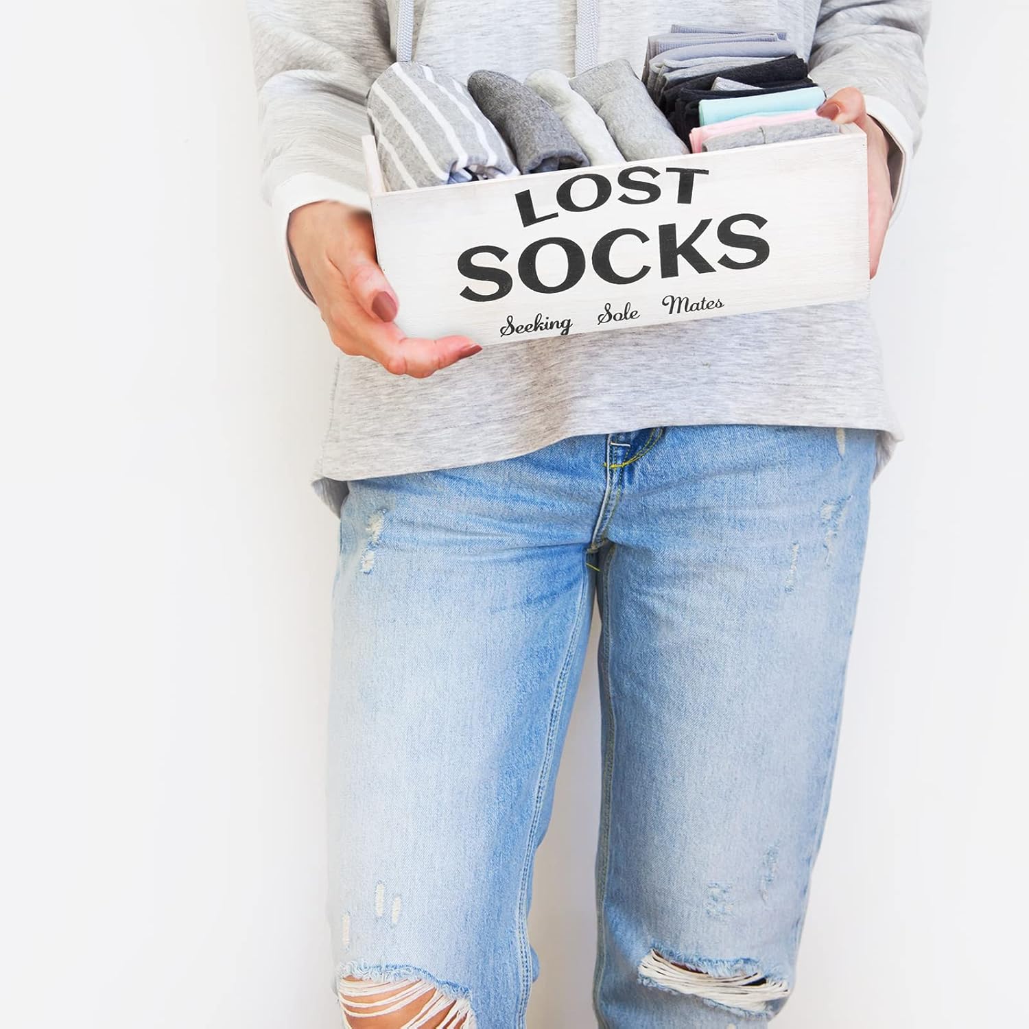 Blulu Lost Socks Sign for Farmhouse Laundry Room