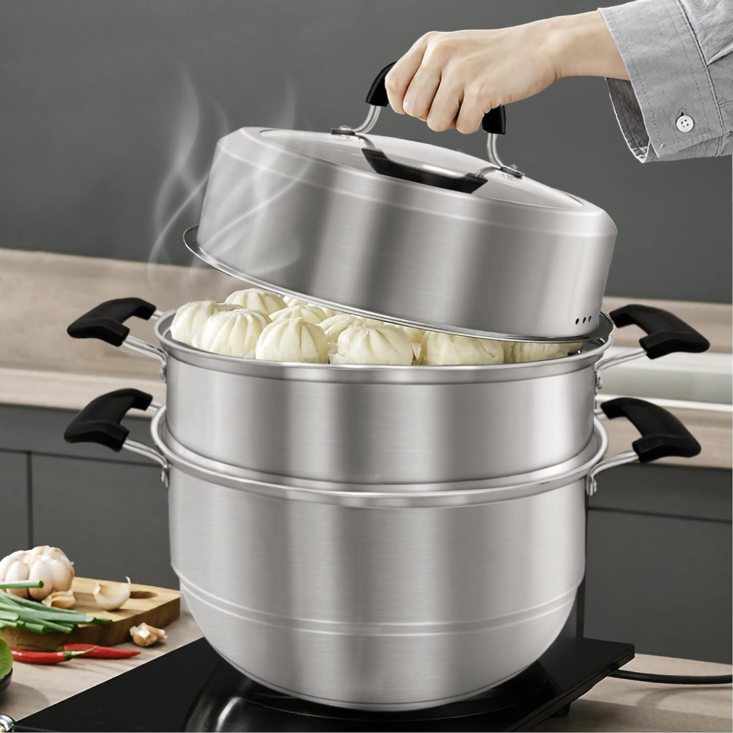 Convenient 11-Inch Steamer Pot for Kitchen Use