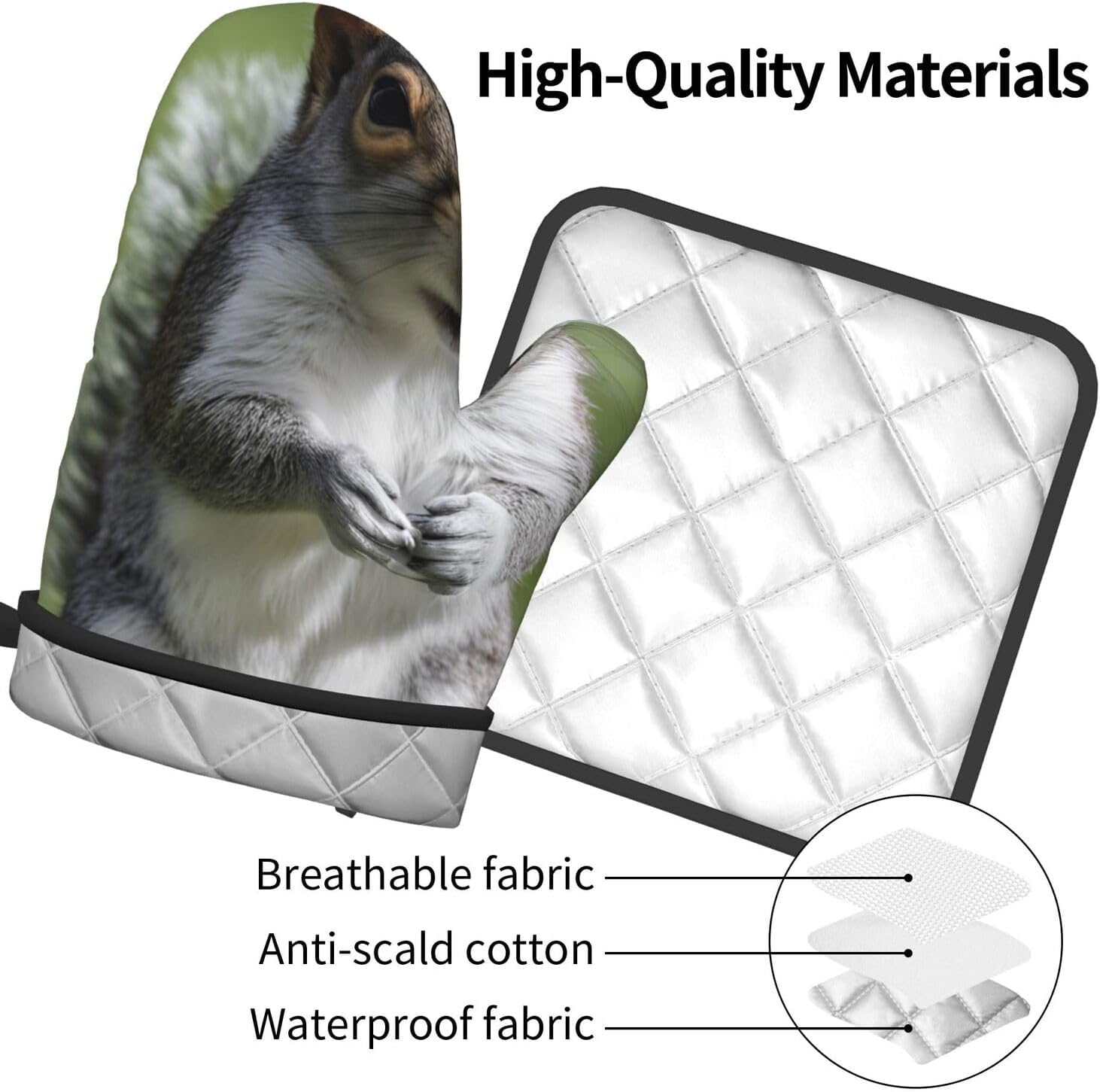 Indoor Red Squirrel Oven Mitts Pot Holders Set