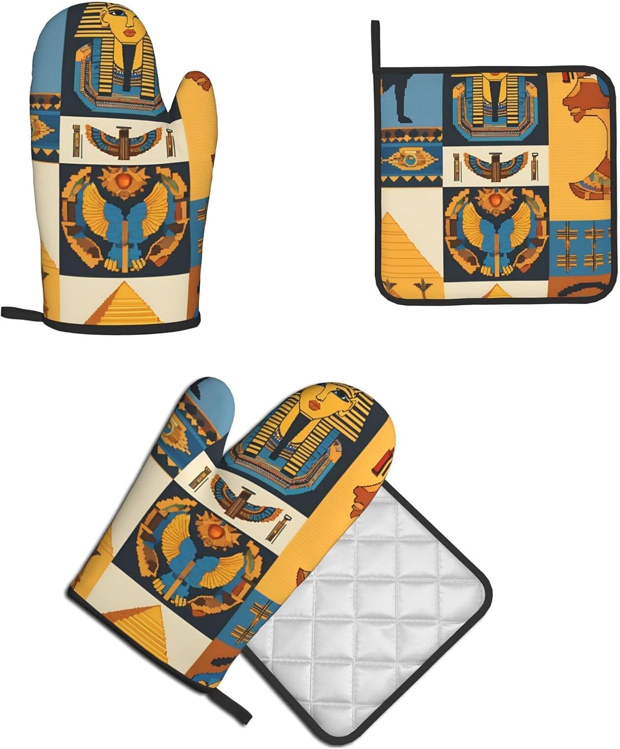 QuopvnAncient Egypt Tribe Series Printed Oven Mitts and Pot Holders Set of 2