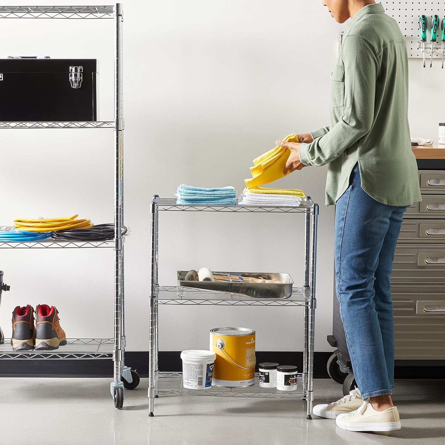 Adjustable 3-Shelf Storage Rack