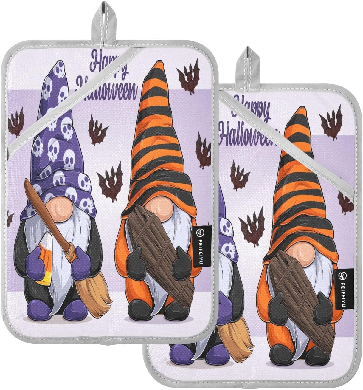 Halloween Gnome 2-Pack Pothenholder Set Heat-Resistant Non-Slip Kitchen Potholders