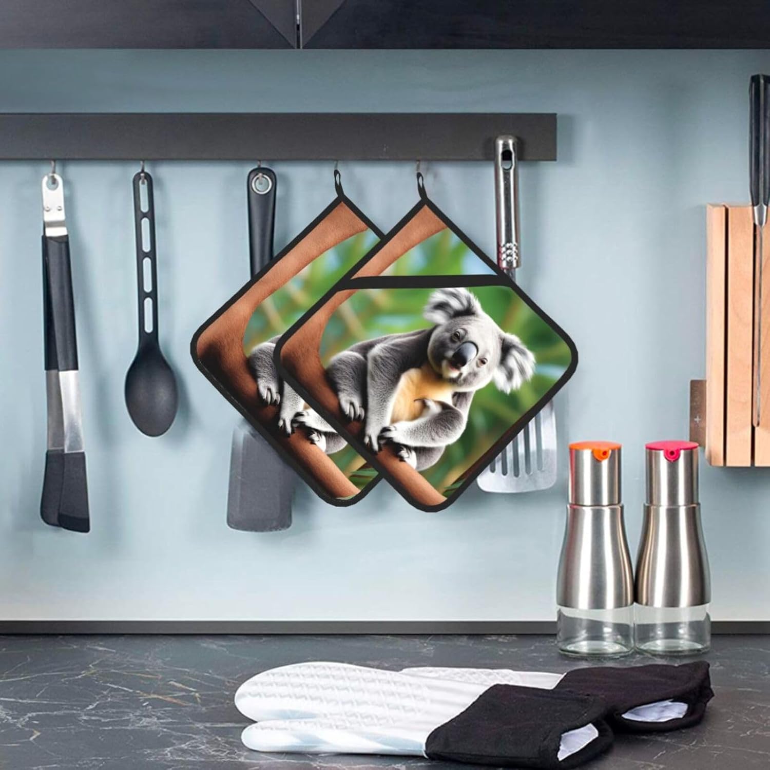 Funny Koalas Potholders Set for Heat-Resistant BBQ Cooking